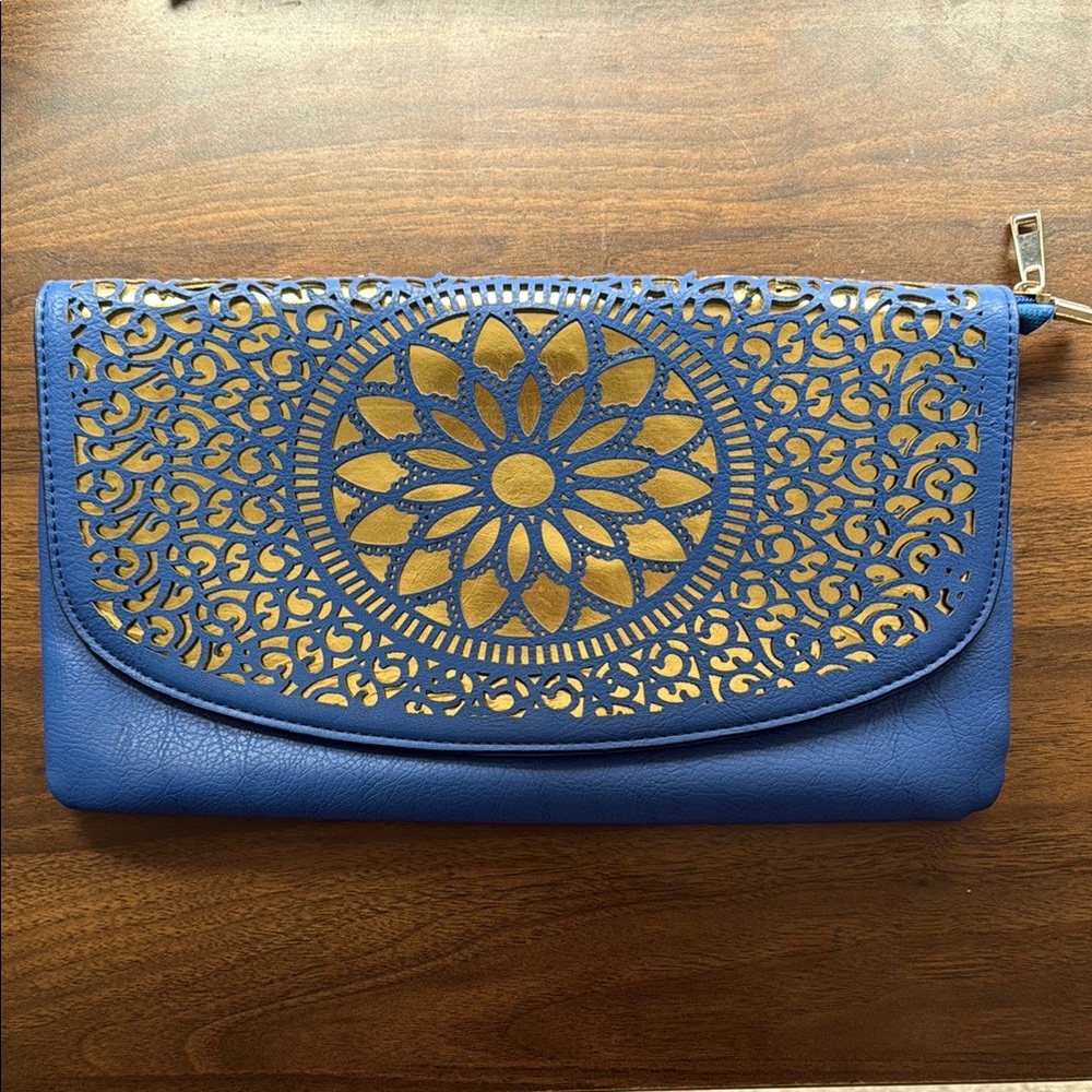 Royal Blue and Gold Clutch